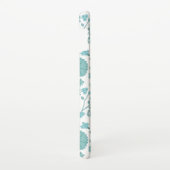 ジャコビーンフローラビッグパターンティール（緑がかった色）オン白 SAMSUNG GALAXYケース (右側)