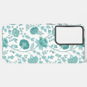 ジャコビーンフローラビッグパターンティール（緑がかった色）オン白 SAMSUNG GALAXYケース (左側面)