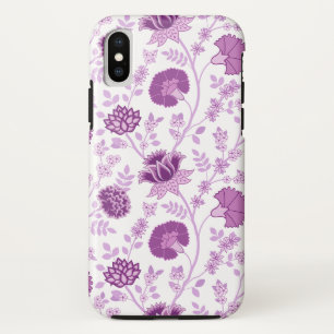 ジャコビーンフローラビッグパターンピンクオンホワイト iPhone XSケース