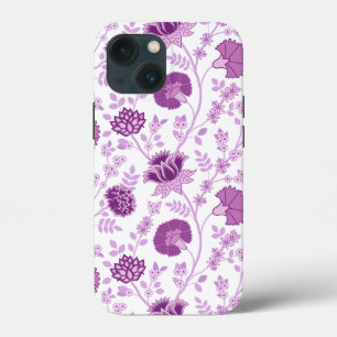 ジャコビーンフローラビッグパターンピンクオンホワイト iPhone 13 MINIケース