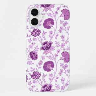 ジャコビーンフローラビッグパターンピンクオンホワイト iPhone 16 PLUSケース