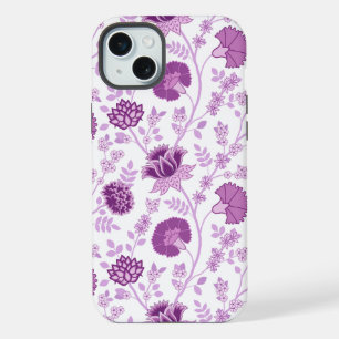 ジャコビーンフローラビッグパターンピンクオンホワイト iPhone 15 PLUSケース