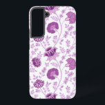 ジャコビーンフローラビッグパターンピンクオンホワイト SAMSUNG GALAXY S22 ケース<br><div class="desc">白い背景に対照的なピンのジャコビーンスタイルフローラ表面パターンデザイン。</div>