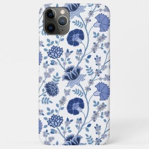ジャコビーンフローラビッグパターンブルーonホワイト iPhone 11 pro maxケース