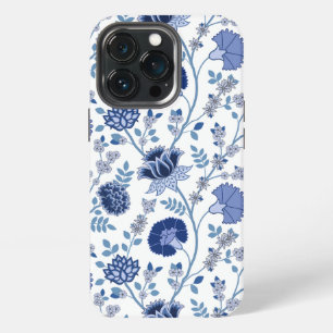 ジャコビーンフローラビッグパターンブルーonホワイト iPhone 13 proケース
