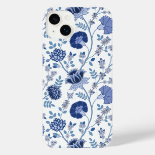 ジャコビーンフローラビッグパターンブルーonホワイト iPhone 14 plusケース