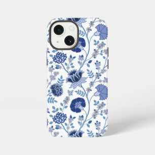 ジャコビーンフローラビッグパターンブルーonホワイト iPhone 13 miniケース