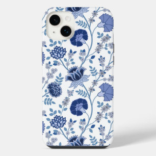 ジャコビーンフローラビッグパターンブルーonホワイト iPhone 14 plusケース