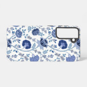 ジャコビーンフローラビッグパターンブルーonホワイト samsung galaxyケース (裏面横)