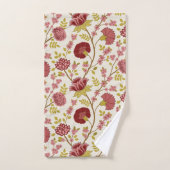 ジャコビーンフローラビッグパターンレッズピンクス金ゴールド バスタオルセット (ハンドタオル)