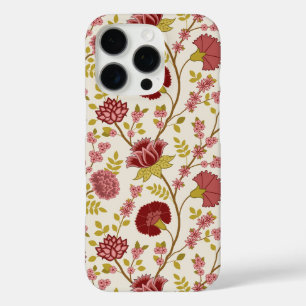 ジャコビーンフローラビッグパターンレッズピンクス金ゴールド iPhone 16 PROケース