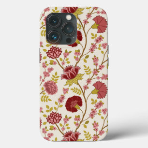 ジャコビーンフローラビッグパターンレッズピンクス金ゴールド iPhone 13 PROケース
