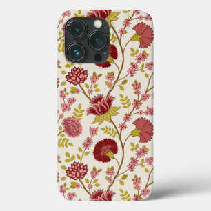 ジャコビーンフローラビッグパターンレッズピンクス金ゴールド iPhone 13 PROケース