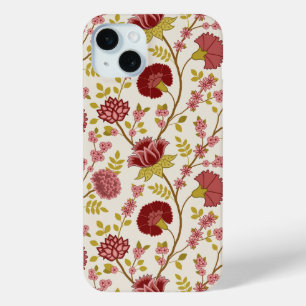 ジャコビーンフローラビッグパターンレッズピンクス金ゴールド iPhone 15 MINIケース