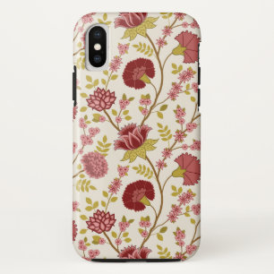 ジャコビーンフローラビッグパターンレッズピンクス金ゴールド iPhone XSケース