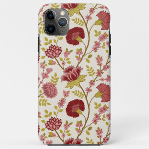 ジャコビーンフローラビッグパターンレッズピンクス金ゴールド iPhone 11 PRO MAXケース