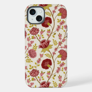 ジャコビーンフローラビッグパターンレッズピンクス金ゴールド iPhone 15 PLUSケース