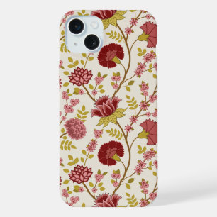 ジャコビーンフローラビッグパターンレッズピンクス金ゴールド iPhone 15 PLUSケース