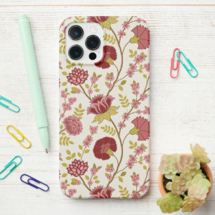 ジャコビーンフローラビッグパターンレッズピンクス金ゴールド iPhone 12 PRO MAXケース