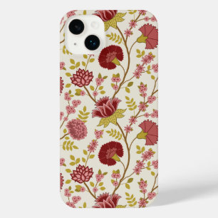 ジャコビーンフローラビッグパターンレッズピンクス金ゴールド iPhone 14 PLUSケース