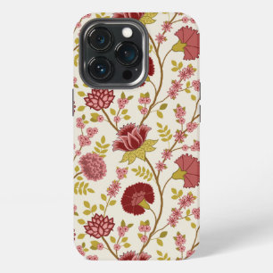 ジャコビーンフローラビッグパターンレッズピンクス金ゴールド iPhone 13 PROケース