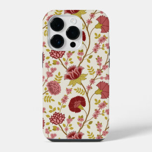 ジャコビーンフローラビッグパターンレッズピンクス金ゴールド iPhone 14 PROケース