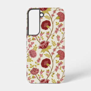 ジャコビーンフローラビッグパターンレッズピンクス金ゴールド SAMSUNG GALAXY S22ケース
