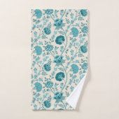 ジャコビーンフローラルティール（緑がかった色）オンクリーム バスタオルセット (ハンドタオル)