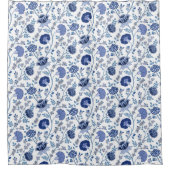 ジャコビーンフローラルパターンブルー シャワーカーテン (正面)