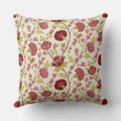 ジャコビーンフローラルパターンレッズピンクス金ゴールド クッション (裏面)