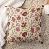 ジャコビーンフローラルパターンレッズピンクス金ゴールド クッション (ブランケット)