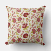 ジャコビーンフローラルパターンレッズピンクス金ゴールド クッション (正面)