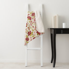 ジャコビーンフローラルパターンレッズピンクス金ゴールド シェルパブランケット