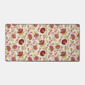 ジャコビーンフローラルパターンレッズピンクス金ゴールド デスクマット (正面)