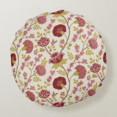 ジャコビーンフローラルパターンレッズピンクス金ゴールド ラウンドクッション (裏面)
