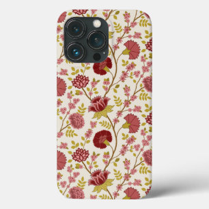 ジャコビーンフローラルパターンレッズピンクス金ゴールド iPhone 13 PROケース