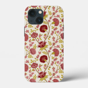 ジャコビーンフローラルパターンレッズピンクス金ゴールド iPhone 13 MINIケース