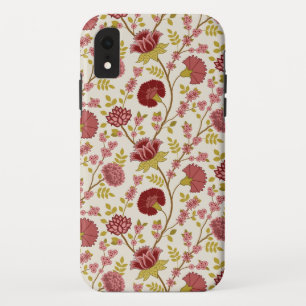 ジャコビーンフローラルパターンレッズピンクス金ゴールド iPhone XRケース