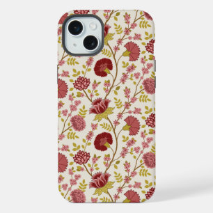 ジャコビーンフローラルパターンレッズピンクス金ゴールド iPhone 15 PLUSケース