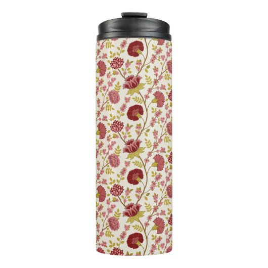 ジャコビーンフローラレップパターンレッズピンク金ゴールドクリーム タンブラー (正面)