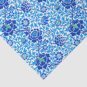 ジャコビーンフローラ壁紙、ネイビーとセルーリアンブルー 薄葉紙 (詳細)