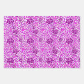 ジャコビーンフローラ壁紙、紫ターコイズ&グレー ラッピングペーパーシート (正面)