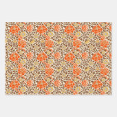 ジャコビーンフローラ壁紙、青、緑、オレンジ ラッピングペーパーシート (正面3)