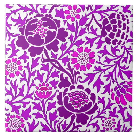 ジャコビーンフローラ、アメジスト紫および薄紫 タイル (正面)