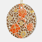 ジャコビーンフローラ、オレンジ、ブラウン、マスタード金ゴールド セラミックオーナメント (左)