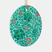 ジャコビーンフローラ、ターコイズ、アクア、サンゴ セラミックオーナメント (右)