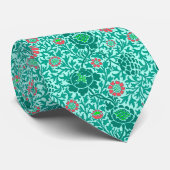 ジャコビーンフローラ、ターコイズ、アクア&サンゴ ネクタイ (ロール)