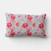 ジャコビーンフローラ、深いレッド、ピンクとグレーランバーパイ ランバークッション (裏面)