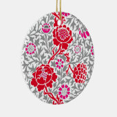 ジャコビーンフローラ、深いレッド、ピンク、グレーセラミックO セラミックオーナメント (右)