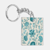 ジャコビーンフローラLgパターンティール(緑がかった色)オンクリーム キーホルダー (正面左)